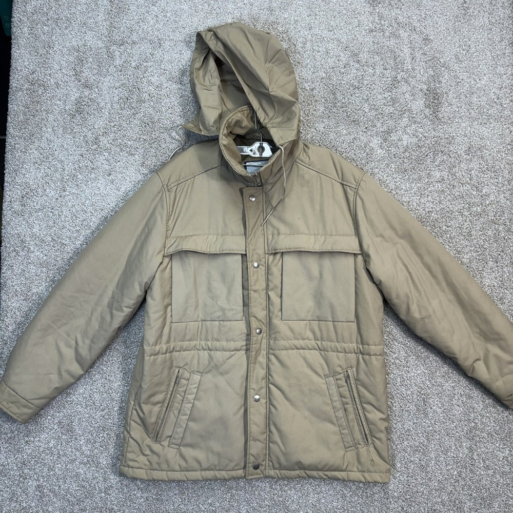 Fieldmaster Field Jacket Men L Tan Thinsulate Insulated Hooded Parka Vintage